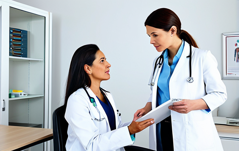 Doctor Consultation**
"A professional female doctor in a modest medical coat, consulting with a patient in a bright, clean clinic room, fully clothed, appropriate attire, safe for work, perfect anatomy, natural proportions, professional medical photography, high quality, family-friendly."
**